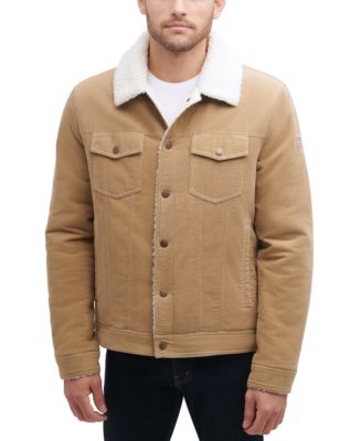 GUESS Men's Corduroy Bomber Jacket with Sherpa Collar - Macy's