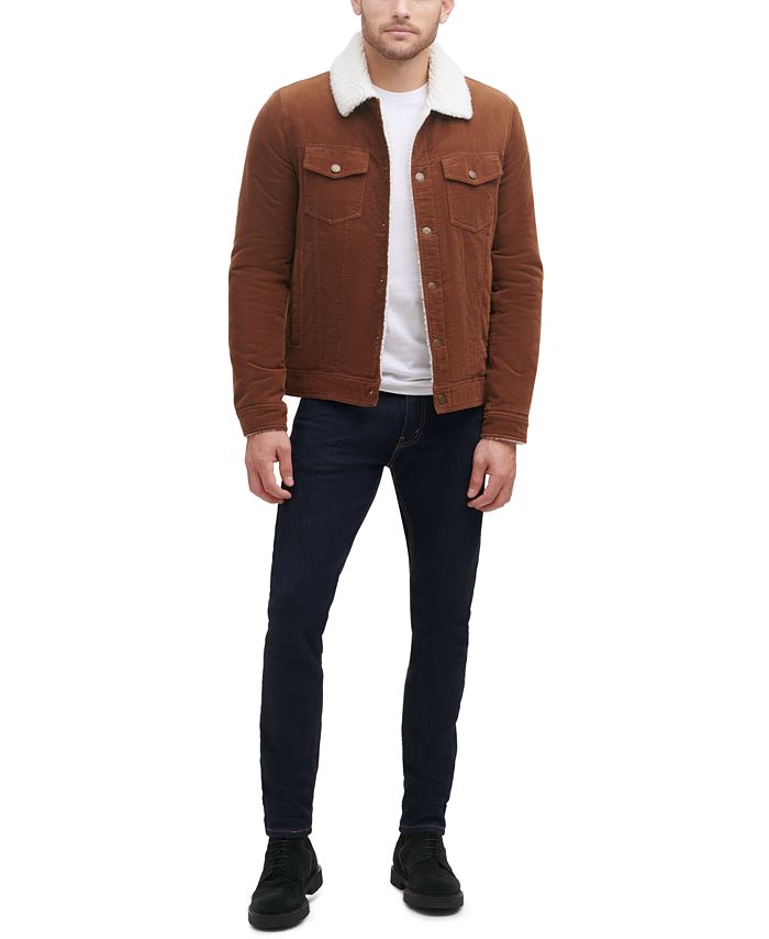 GUESS Men's Corduroy Bomber Jacket with Sherpa Collar & Reviews - Coats ...