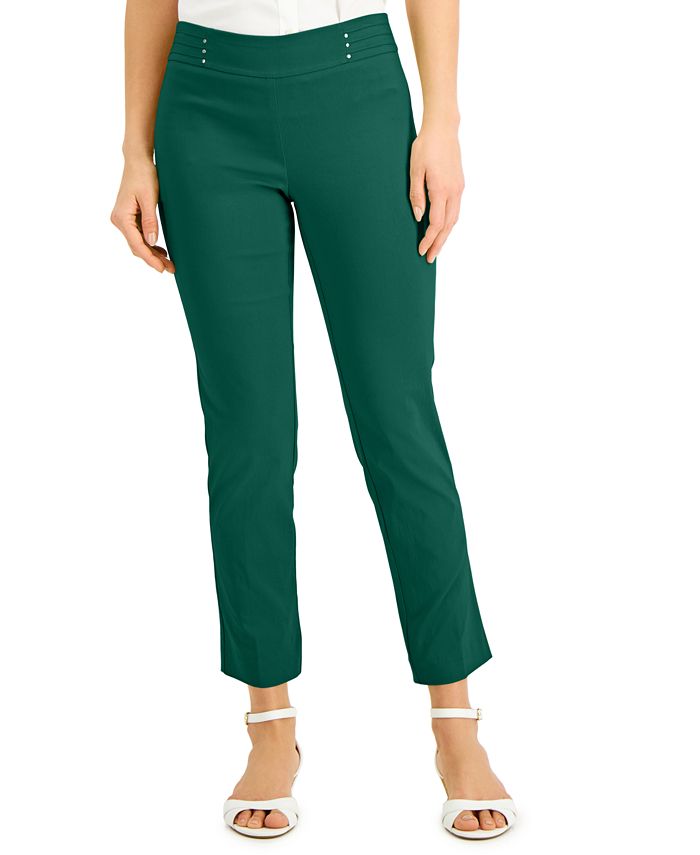 Jm Collection Studded Pull-on Tummy Control Pants, Regular And Short  Lengths, Created For Macy's In Forest Green