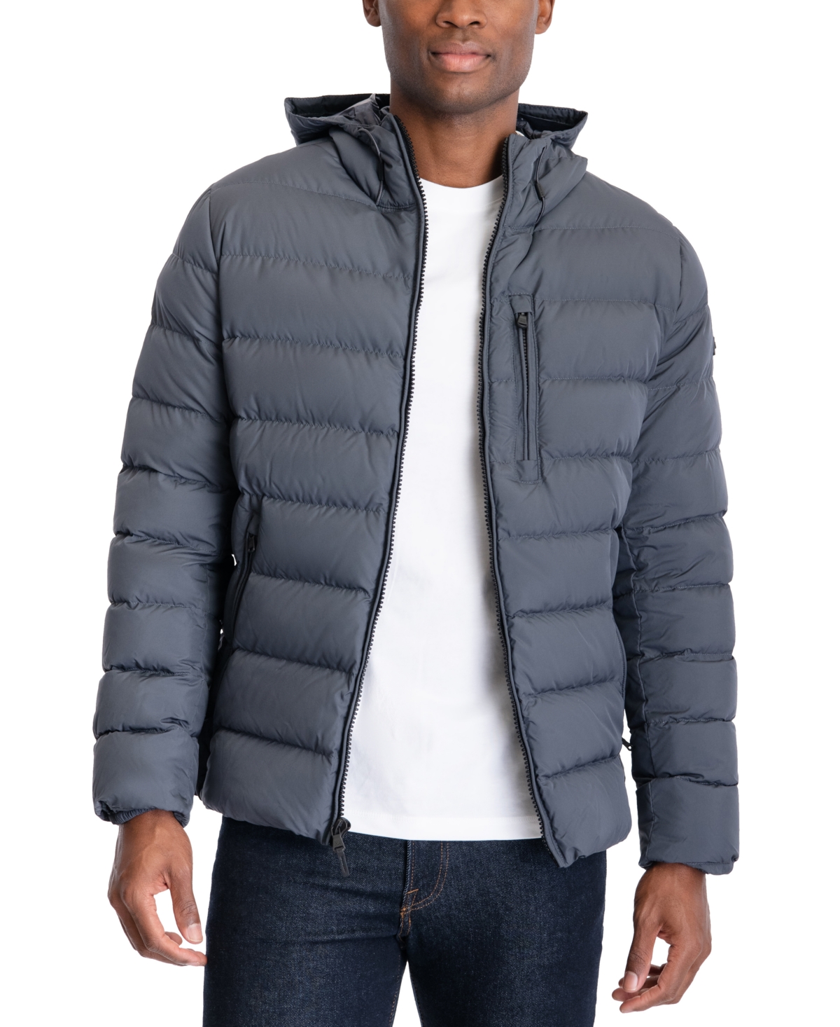 Michael Kors Men's Hooded Puffer Jacket, Created For Macy's In Gunmetal