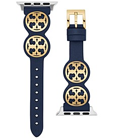 Women's Logo Studded Blue Leather Strap For Apple Watch® 38mm/40mm