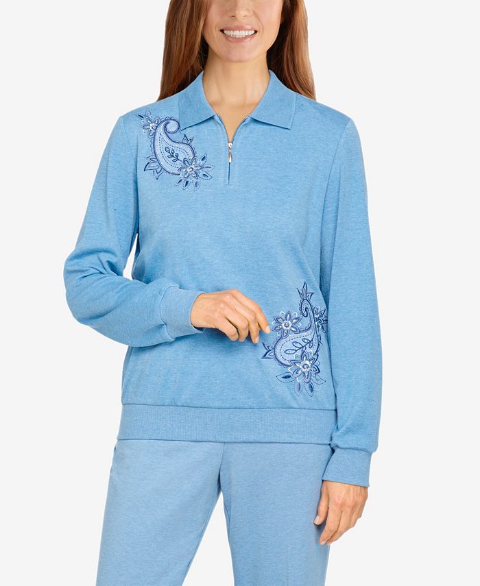 Alfred Dunner Petite Relax and Enjoy Asymmetric Floral Paisley Pullover Top  & Reviews - Tops - Petites - Macy's