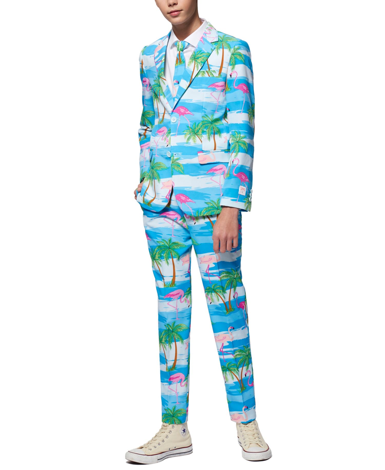 Teen Boys Flaminguy Flamingo Suit Including Blazer, Pants and Clip-On-Tie