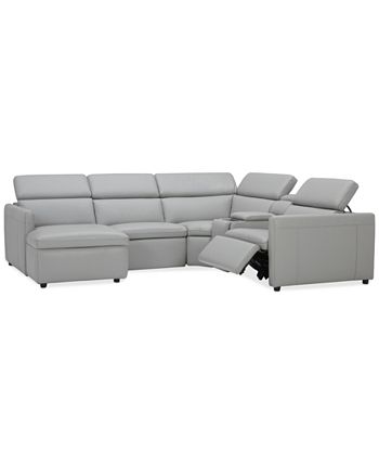 Starlene 5 Pc Leather Sectional With 1, Non Power Reclining Leather Sectional