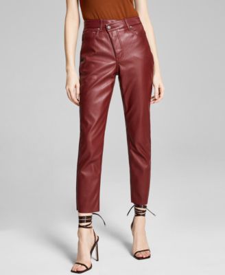 women's leather straight leg pants