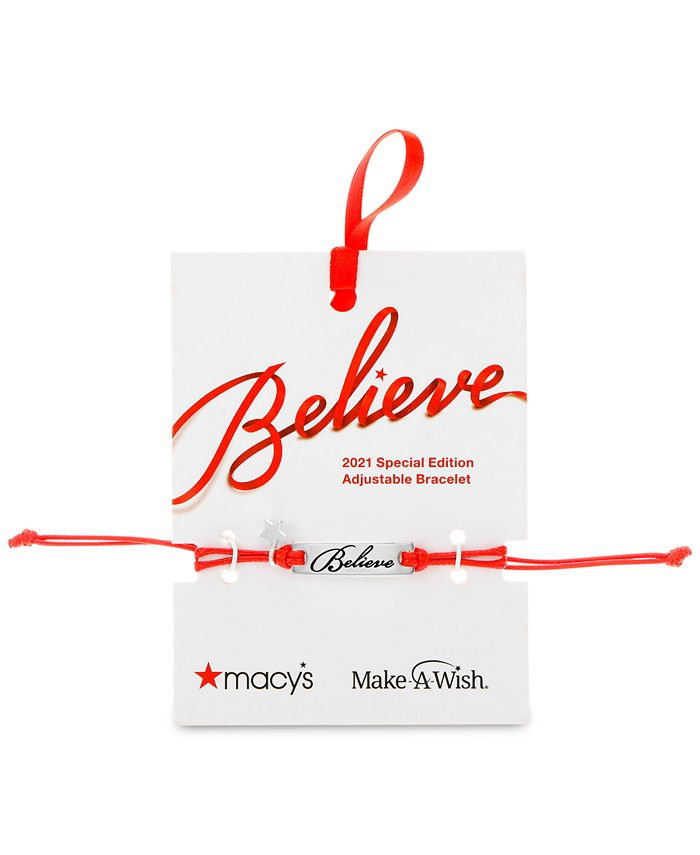 Macy's SilverTone Believe Colored Cord Slider Bracelet Macy's