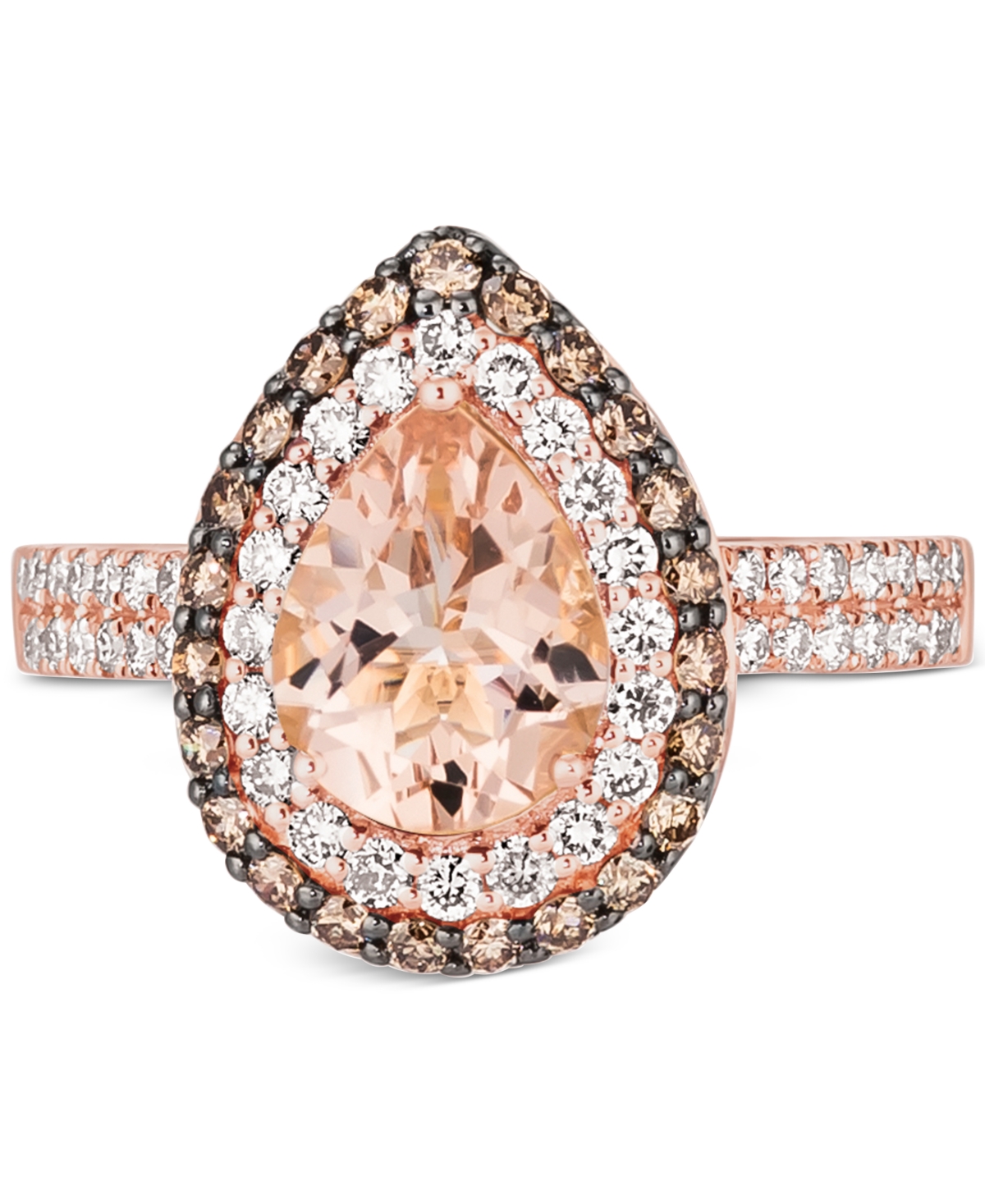 Le Vian(7/8 ct. t.w.) & Diamond (3/4 ct. t.w.) Teardrop Halo Ring in 14k Rose Gold - Peach Morganite