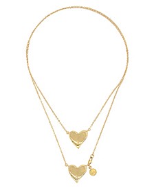 Jille Bean Double Heart Pendants Scapular Layering Necklace