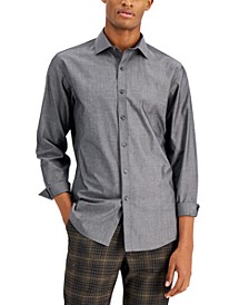 Men's Slim-Fit Performance Stretch Solid Chambray Dress Shirt, Created for Macy's 