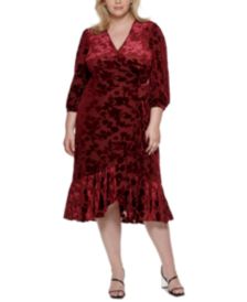 Plus Size Surplice Ruffled Dress