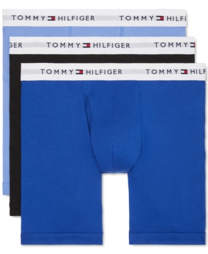 Shop Tommy Hilfiger Men's 3-pk. Classic Cotton Boxer Briefs In Ink Blue