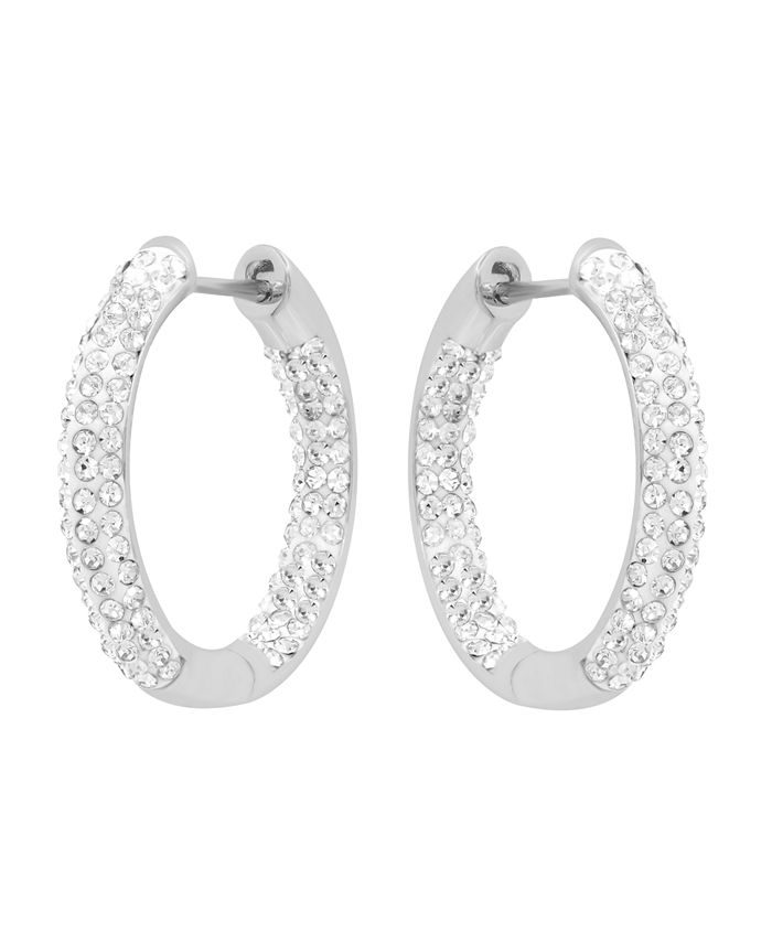And Now This High Polished Hinged Crystal Pave Hoop Earring, Gold Plate