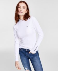 Long-Sleeved Mock-Neck Rib Top