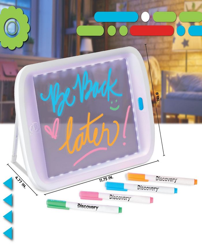 Discovery Kids Neon LED Glow Drawing Board With 4 Fluorescent Markers