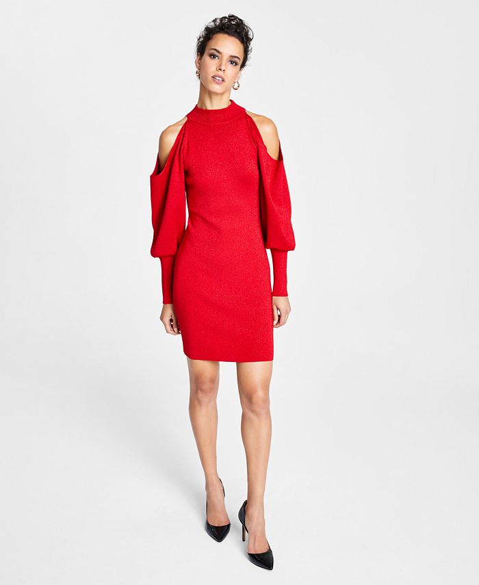 INC International Concepts Cold Shoulder Sweater Dress Created