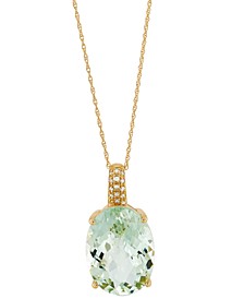 Green Amethyst (11 ct. t.w.) & Diamond (1/20 ct. t.w.) 18" Pendant Necklace in 10k Gold