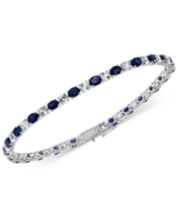 14K White Gold Star Shoe Heart Bag Multi-color Sapphire Diamond Charm  Bracelet