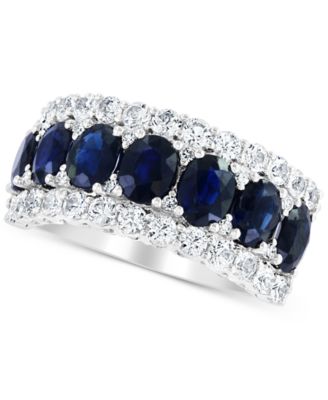 EFFY&reg; Blue & White Sapphire Ring (3-1/2 ct. t.w.) & Diamond (1/20 ct. t.w.) in 14k White Gold. (Also available Emerald)