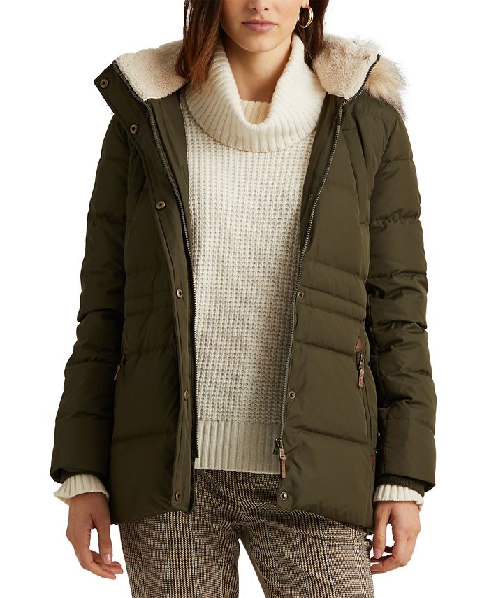 Lauren Ralph Lauren Women's Faux-Fur-Trim Hooded Down Puffer Coat, Created  for Macy's & Reviews - Coats & Jackets - Women - Macy's
