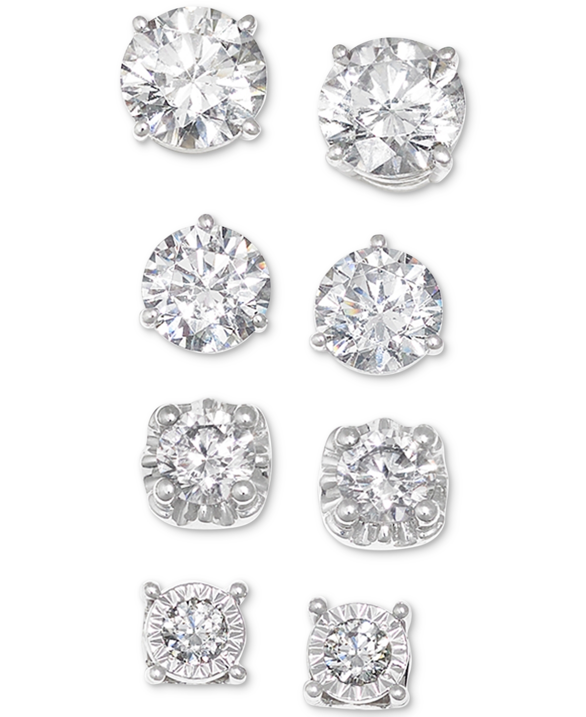 Diamond Screw Back Stud Earrings (4 Ct. t.w.) in 14K White Gold - White Gold