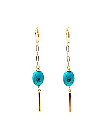 Women's Bar Drop Earrings with Turquoise Stones
