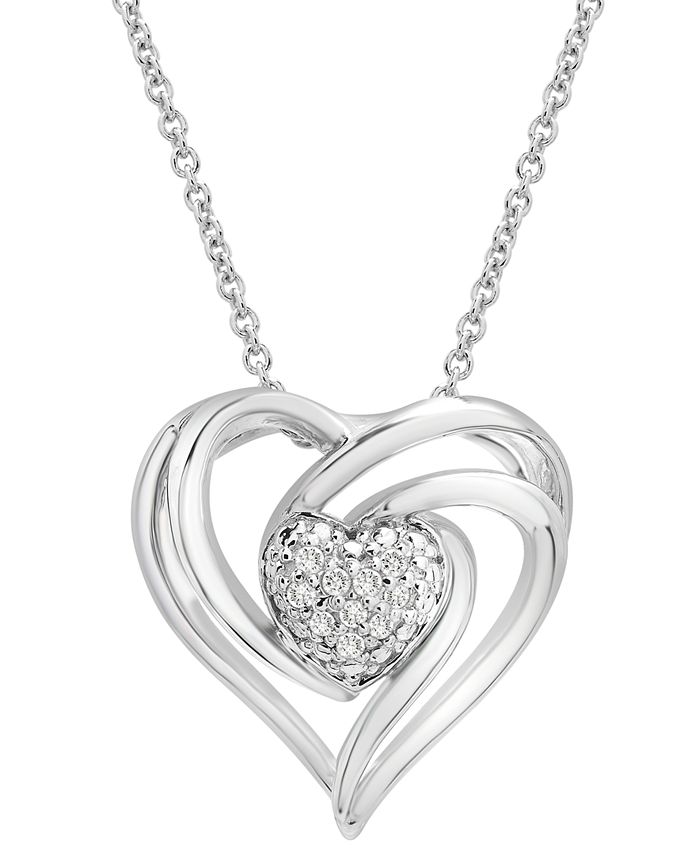 Macy's 2-Pc. Set Diamond Heart Pendant Necklace & Matching Stud ...