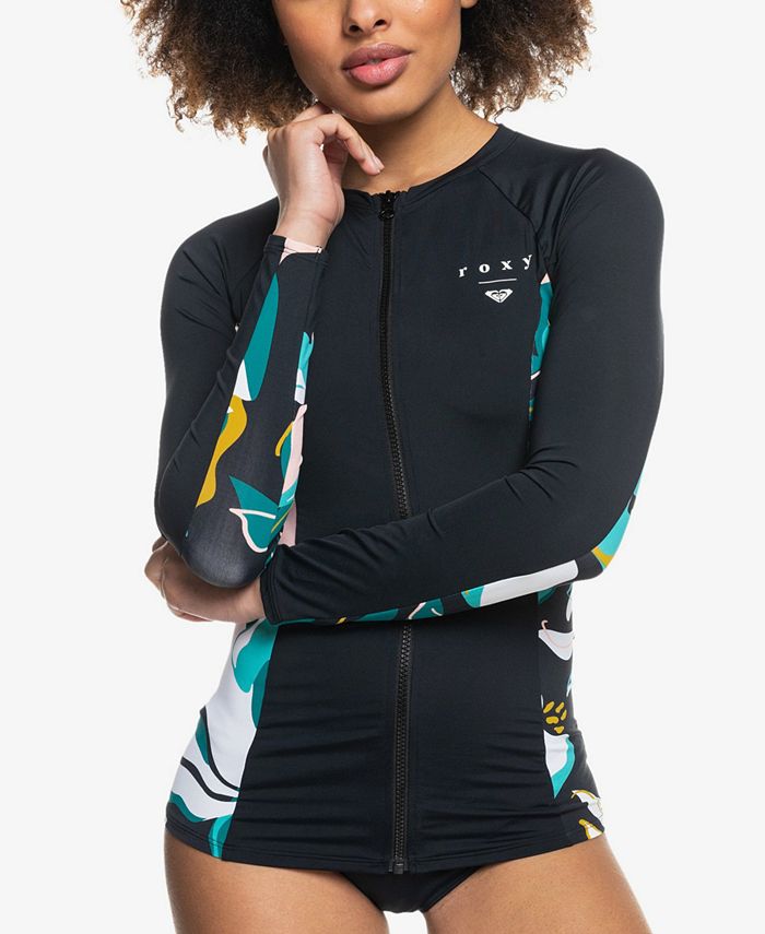Roxy Juniors' Paradiso ZipFront Rash Guard Macy's