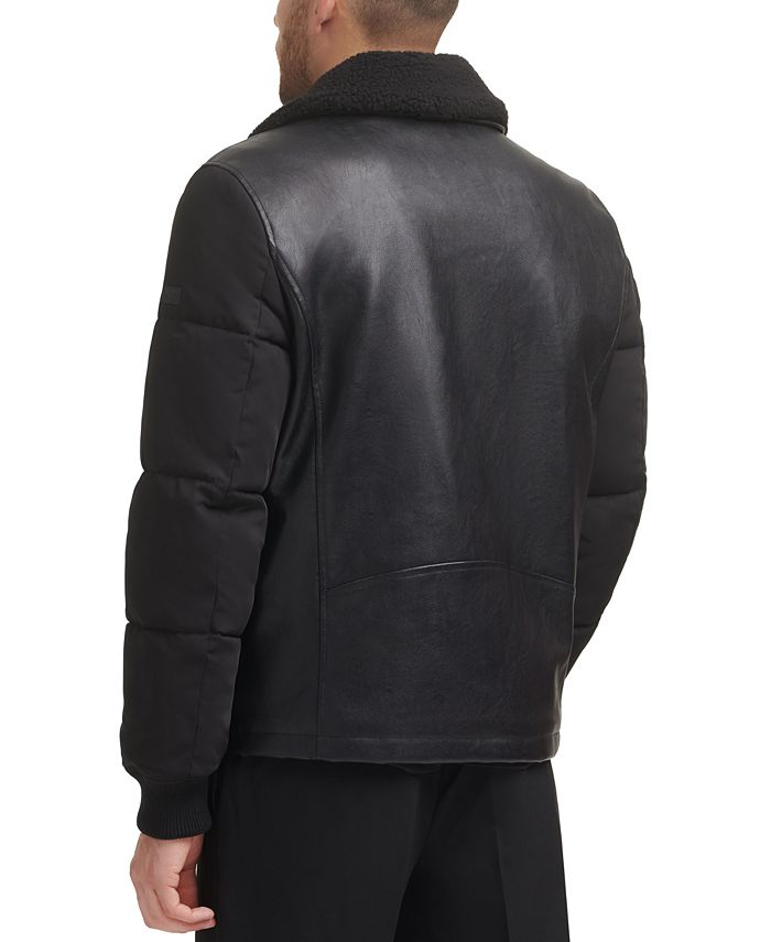 DKNY Men's Mixed Media Motorcycle Jacket Macy's