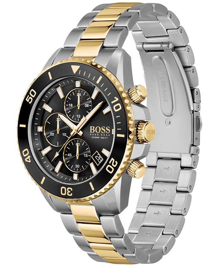 BOSS Admiral Men's Chronograph Two-Tone Stainless Steel Bracelet Watch ...