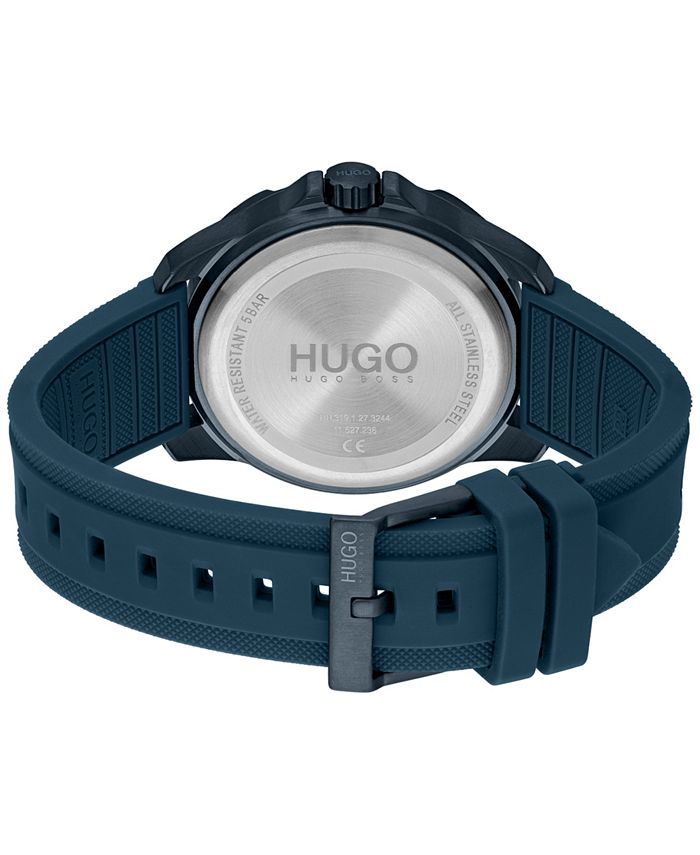 HUGO Men's Streetdiver Blue Silicone Strap Watch 44mm Macy's