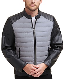 Mixed Media Quilted Racer Men's Jacket, Created for Macy's