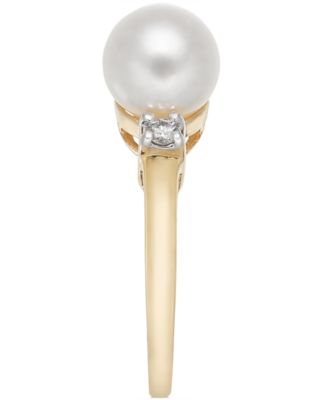 Cultured Freshwater Pearl & Diamond (1/10 ct. t.w.) Ring in 14k Gold