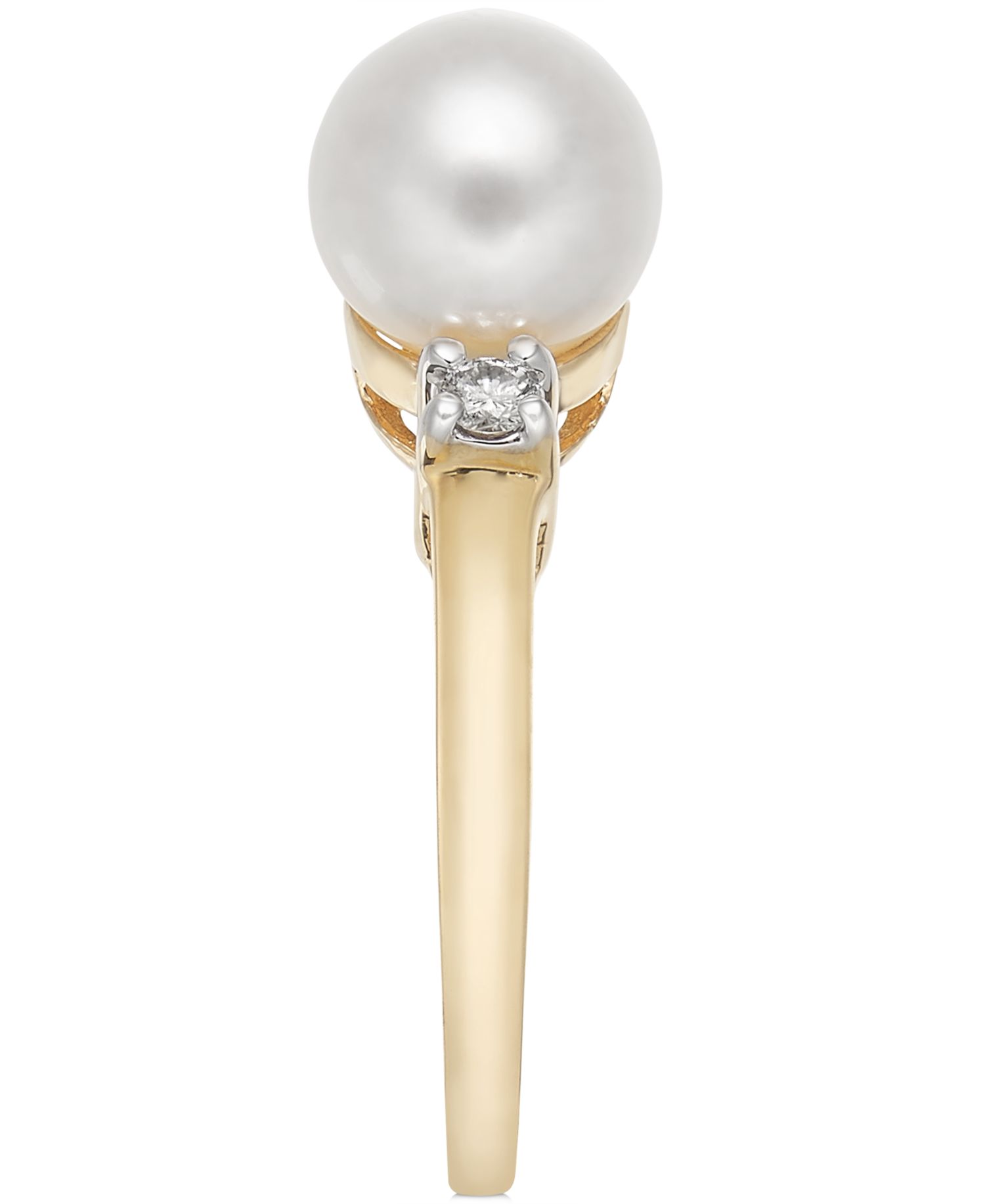Cultured Freshwater Pearl & Diamond (1/10 ct. t.w.) Ring in 14k Gold