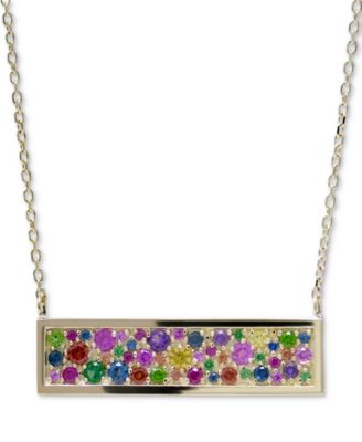 Anzie - Multi-Sapphire Bar Pendant Necklace (3/4 ct. t.w.) in 14k Gold, 16" + 1" extender