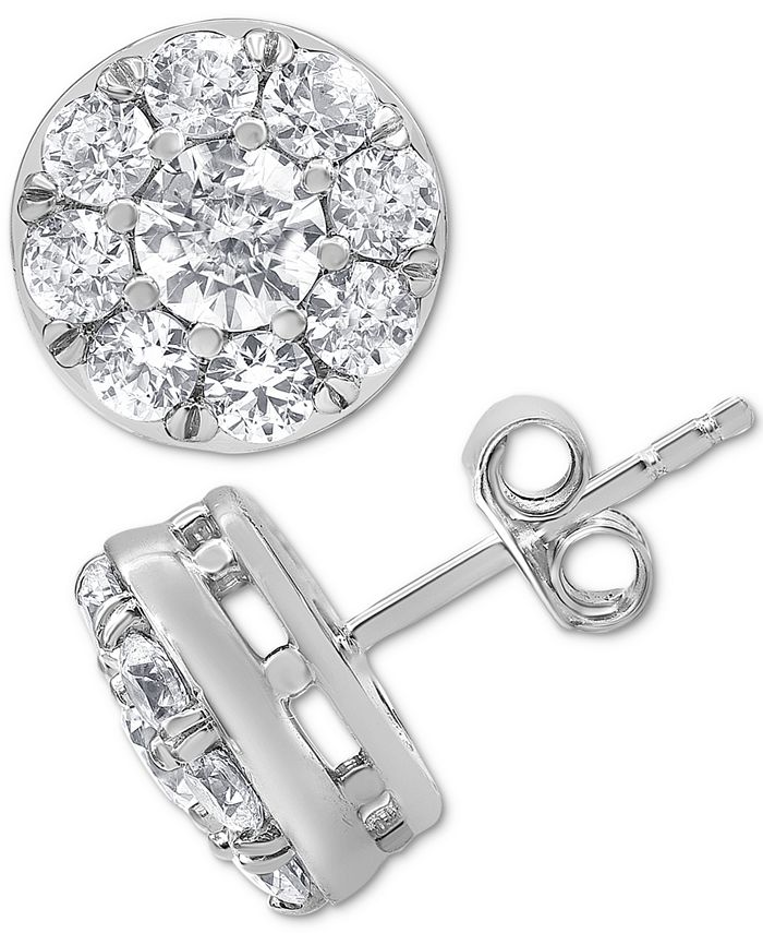 Macy's - Diamond Halo Stud Earrings (2 ct. t.w.) in 14k White Gold