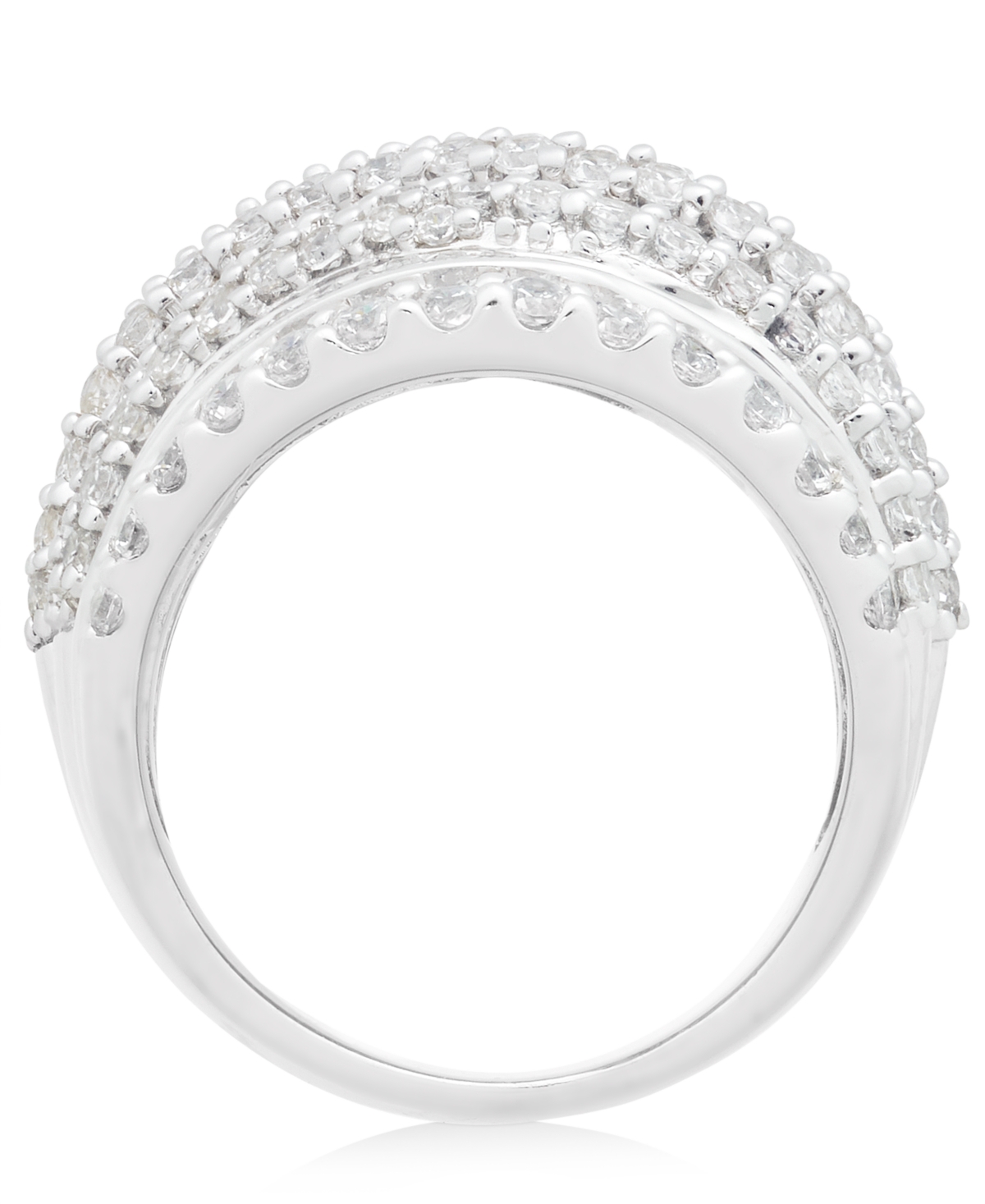 Diamond Round & Baguette Statement Ring (4 ct. t.w.) in 14k- White Gold