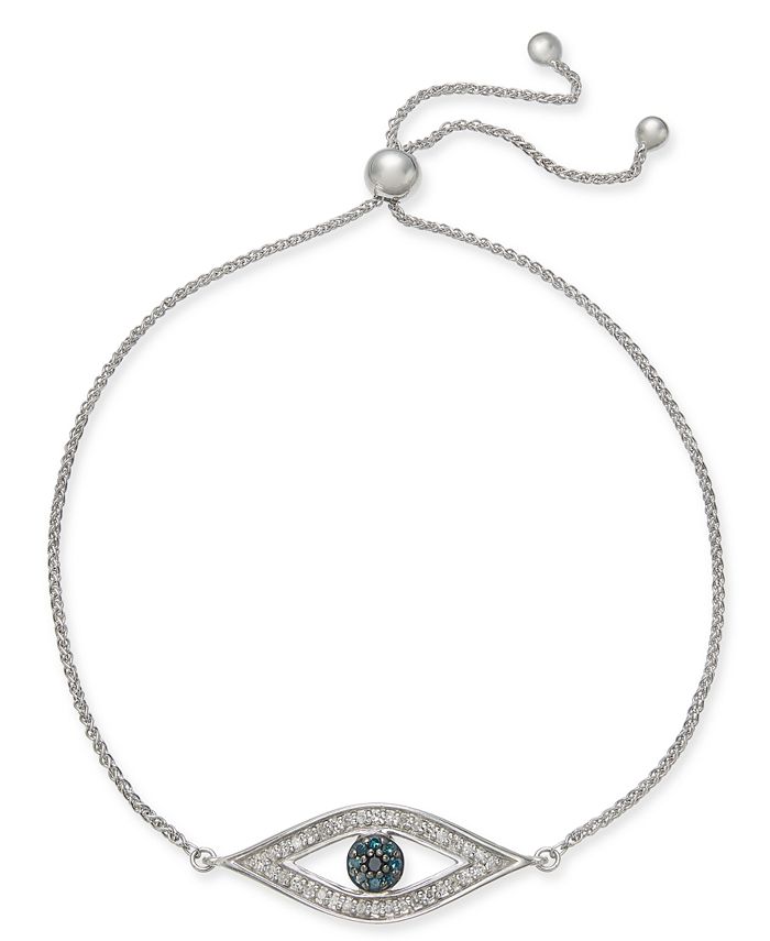 Wrapped - Diamond Evil-Eye Slider Bracelet (1/6 ct. t.w.) in Sterling Silver