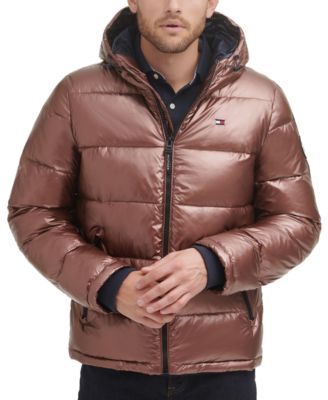 men's pearlized performance hooded puffer coat