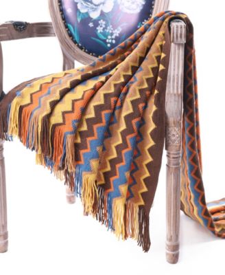 Multi-Color Chevron Pattern Throw, 60" x 50"