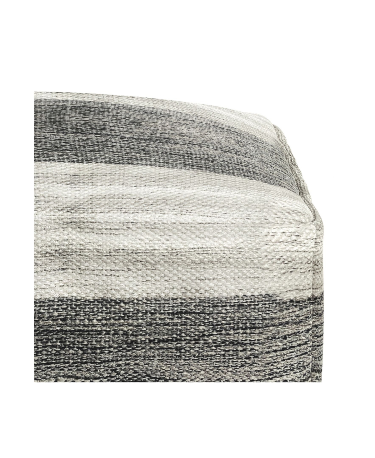 Macy's Mathis Square Woven Outdoor And Indoor Pouf In Gray And White