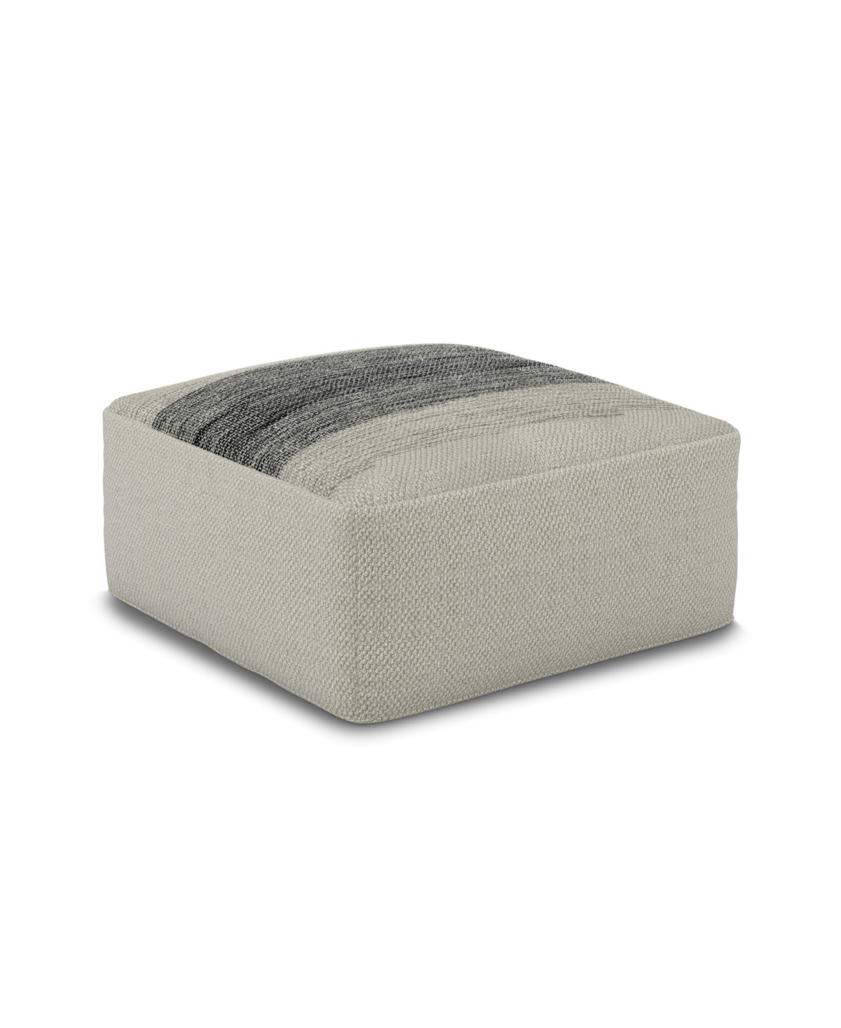 Macy's Sabella Square Woven Outdoor And Indoor Pouf In Gray And White