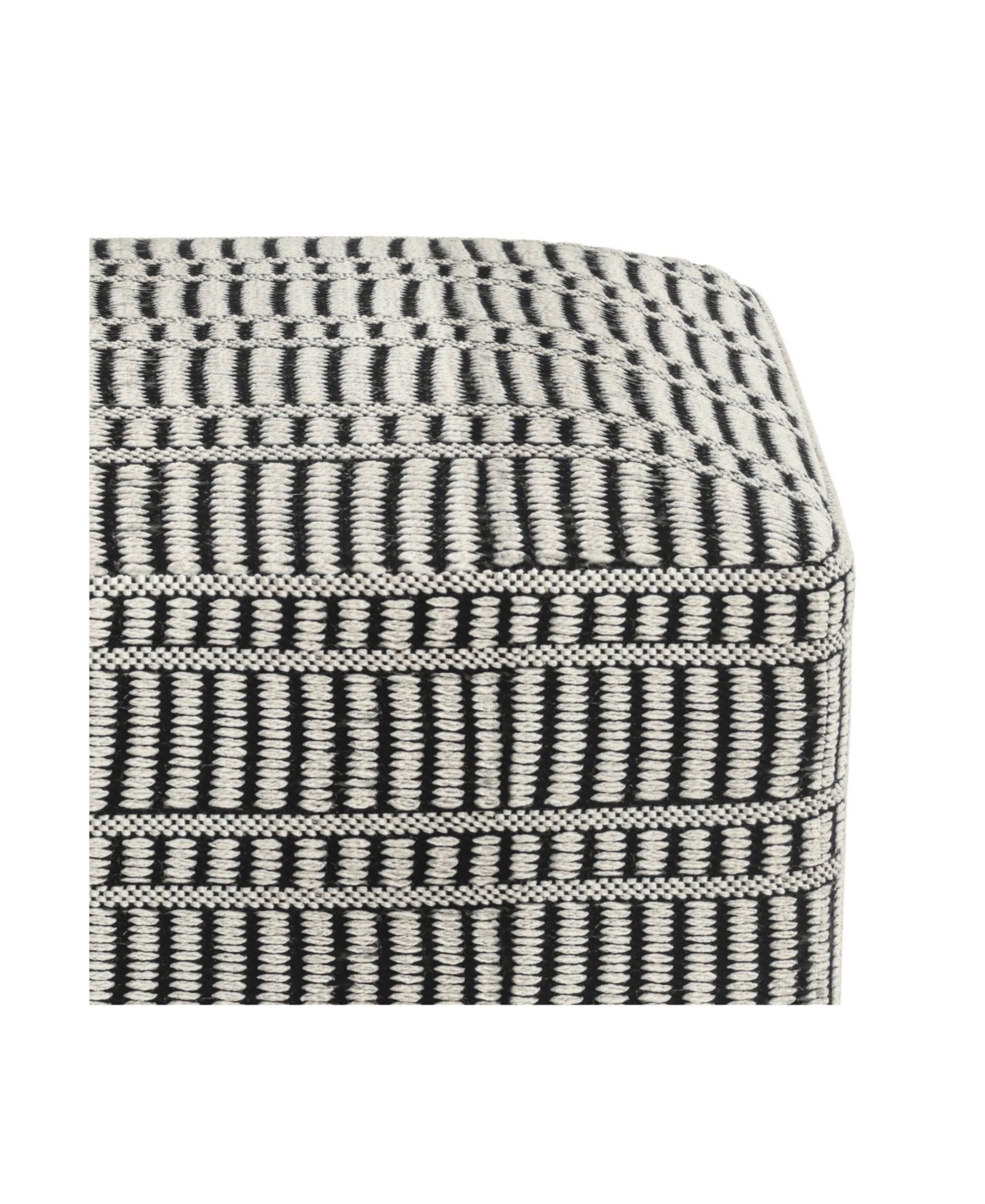 Macy's Safford Square Woven Outdoor And Indoor Pouf In Black And White
