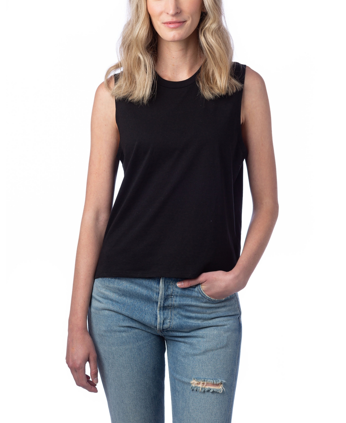 Women's Go-To Cropped Muscle Tank Top - Whiskey Rose