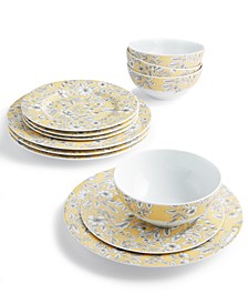 Floral Toile 12-Pc. Dinnerware Set, Service for 4, Created for Macy’s