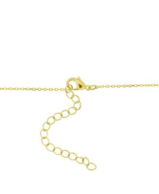 Multi Channel Color Stone Drop Necklace, Gold Plate 16"+2" extender