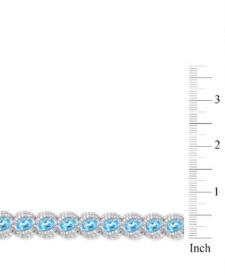 Blue and White Topaz Tennis Bracelet in Sterling Silver