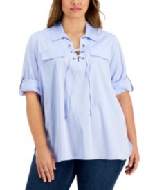 Plus Size Lace-Up Top