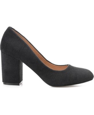 Women's Fai Corduroy Block Heel Round Toe Pumps