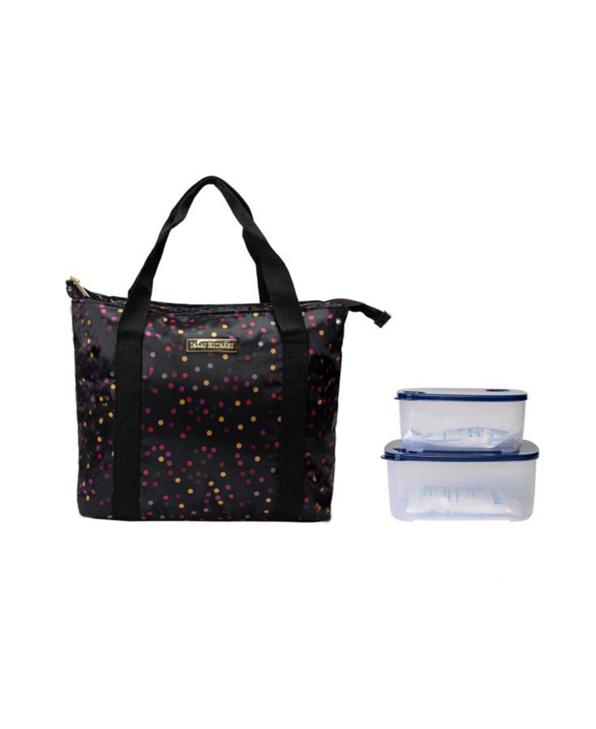 Stanton Large Lunch Tote Bag, Set of 3 - Black Small Dot