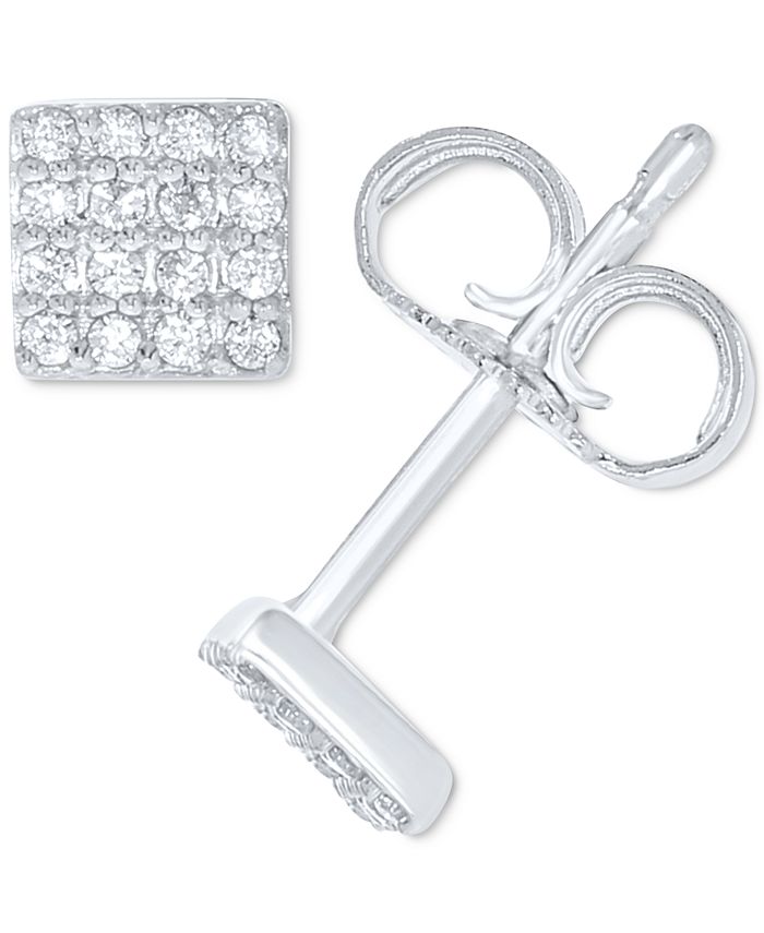 Macy's Diamond Pavé Square Stud Earrings (1/10 ct. t.w.) in 10k White